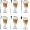 Szklanki na nóżce do kawy latte Florina Cezar 250 ml + łyżeczki zestaw 6 sztuk