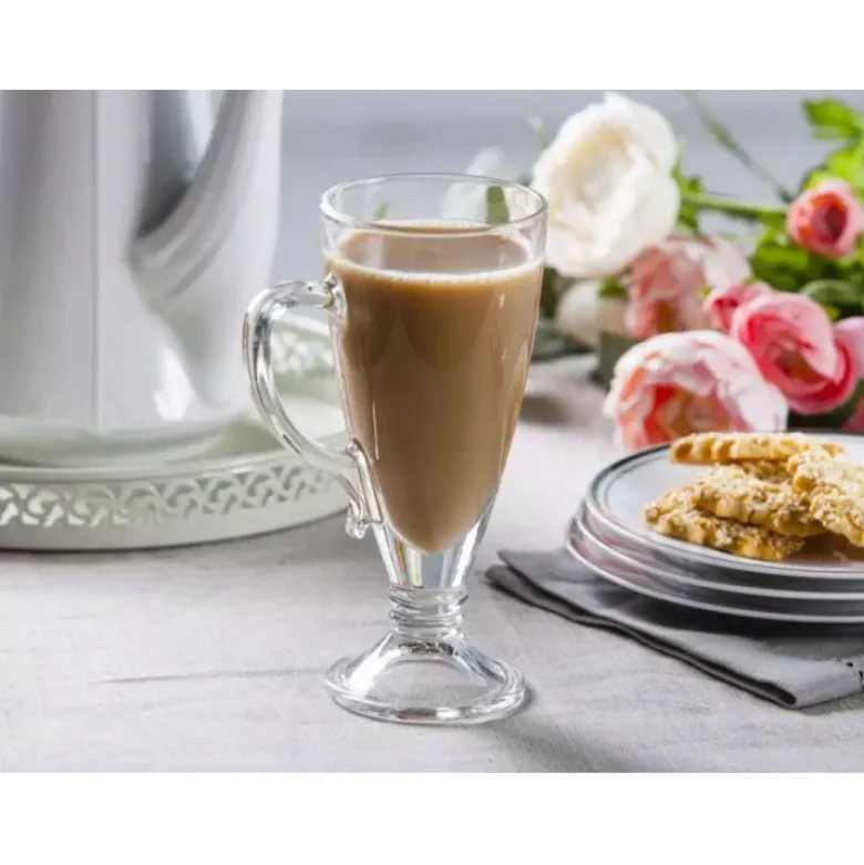 Szklanki na nóżce do kawy latte Florina Cezar 250 ml + łyżeczki zestaw 6 sztuk