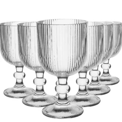 Szklanki na nóżce 370 ml duże Altom Design Selena szklany kubek ryflowany do kawy herbaty drinków deserów