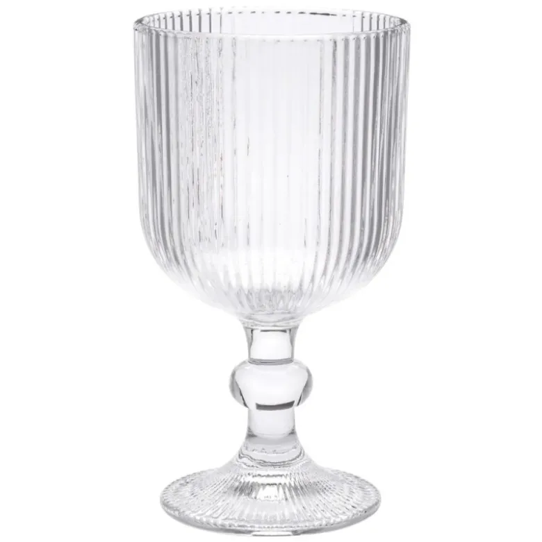 Szklanki na nóżce 370 ml duże Altom Design Selena szklany kubek ryflowany do kawy herbaty drinków deserów