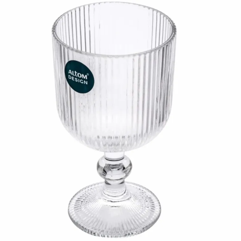 Szklanki na nóżce 370 ml duże Altom Design Selena szklany kubek ryflowany do kawy herbaty drinków deserów
