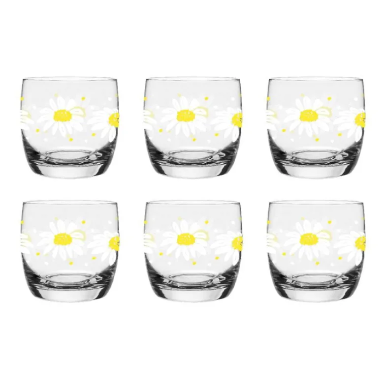 Szklanki niskie Glasmark stokrotki 260 ml zestaw 6 szklanek