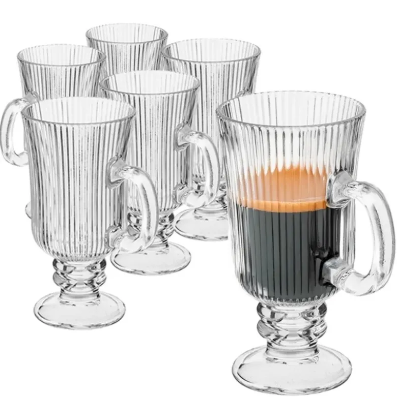 Szklanki ryflowane na nóżce do kawy latte 245ml zestaw 6 szt Altom Design Selena