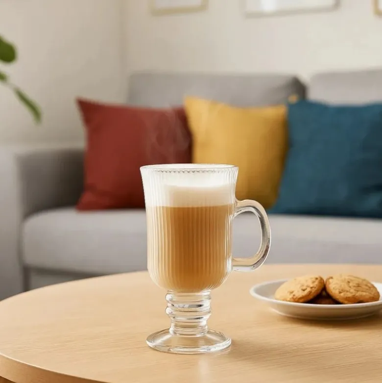 Szklanki ryflowane na nóżce do kawy latte 245ml zestaw 6 szt Altom Design Selena