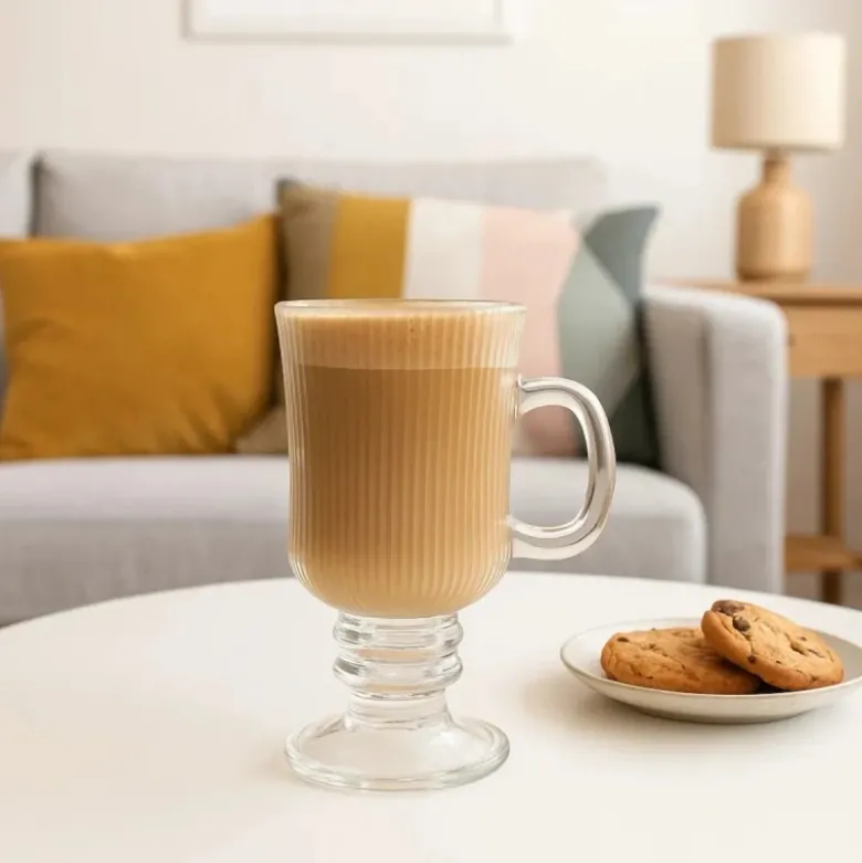 Szklanki ryflowane na nóżce do kawy latte 245ml zestaw 6 szt Altom Design Selena