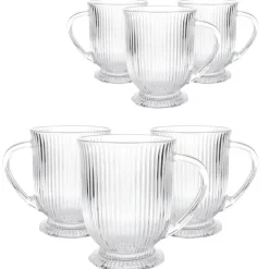 Szklanki ryflowane na nóżce do kawy latte 500 ml zestaw 6 szt Altom Design Selena