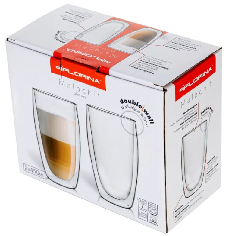 Szklanki termiczne bez ucha Florina zestaw 2 sztuki Malachit 450 ml
