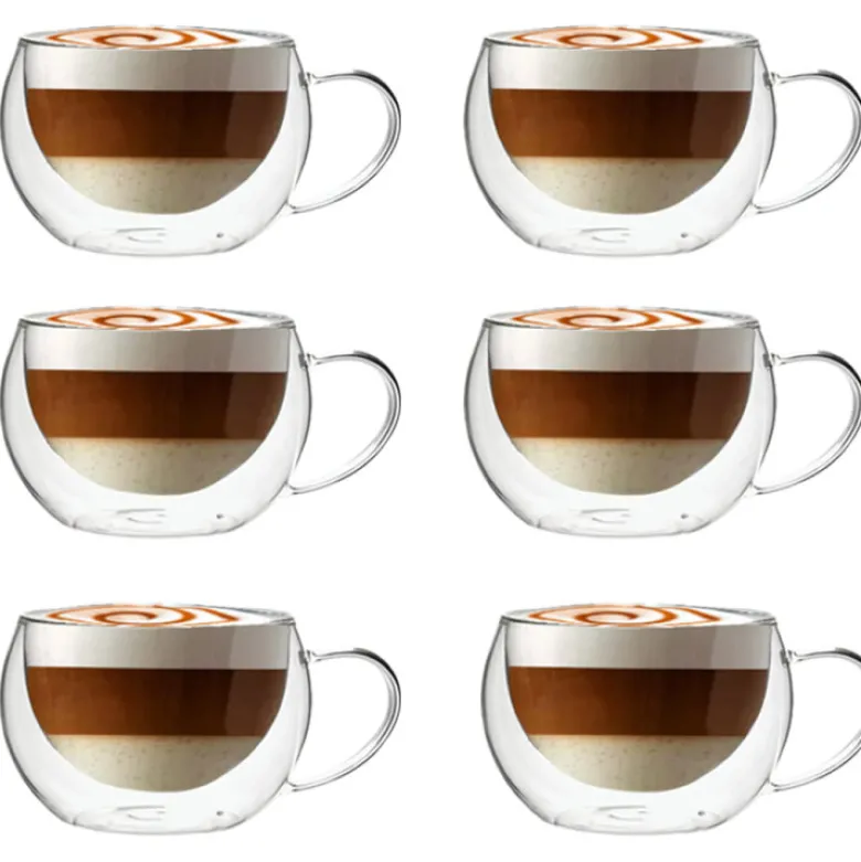 Szklanki termiczne do kawy 300 ml latte MG Home Renza komplet 6 szt szklanek filiżanki