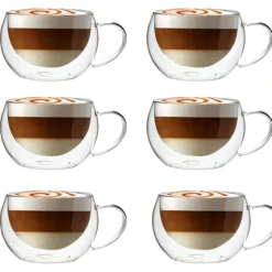 Szklanki termiczne do kawy 300 ml latte Kamille KM 9002 komplet 6 szt szklanek filiżanki