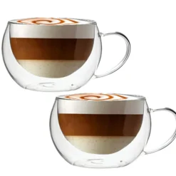 Szklanki termiczne niskie 300 ml latte Kamille KM 9002 komplet 2 szt szklanek