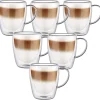 Szklanki termiczne z białym uchem zestaw 6 sztuk Renza 300 ml do kawy latte herbaty MGHOME