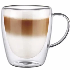 Szklanki termiczne z białym uchem Dolce 300 ml do kawy latte komplet 2 szt MGHOME