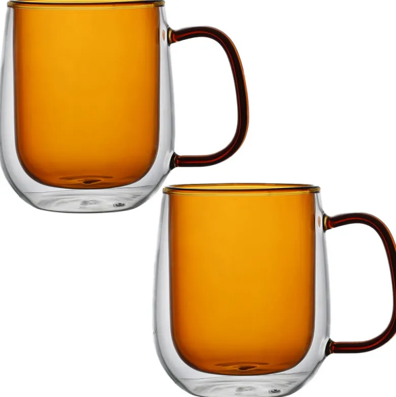 Szklanki termiczne z pomarańczowym wnętrzem 300 ml komplet 2 szt MGHOME