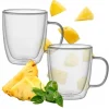 Szklanki termiczne z uchem do kawy latte 350 ml podwójne ścianki komplet 2 szt MG Home Renza