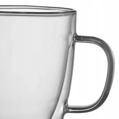 Szklanki termiczne z uchem do kawy latte 350 ml podwójne ścianki komplet 2 szt MG Home Renza