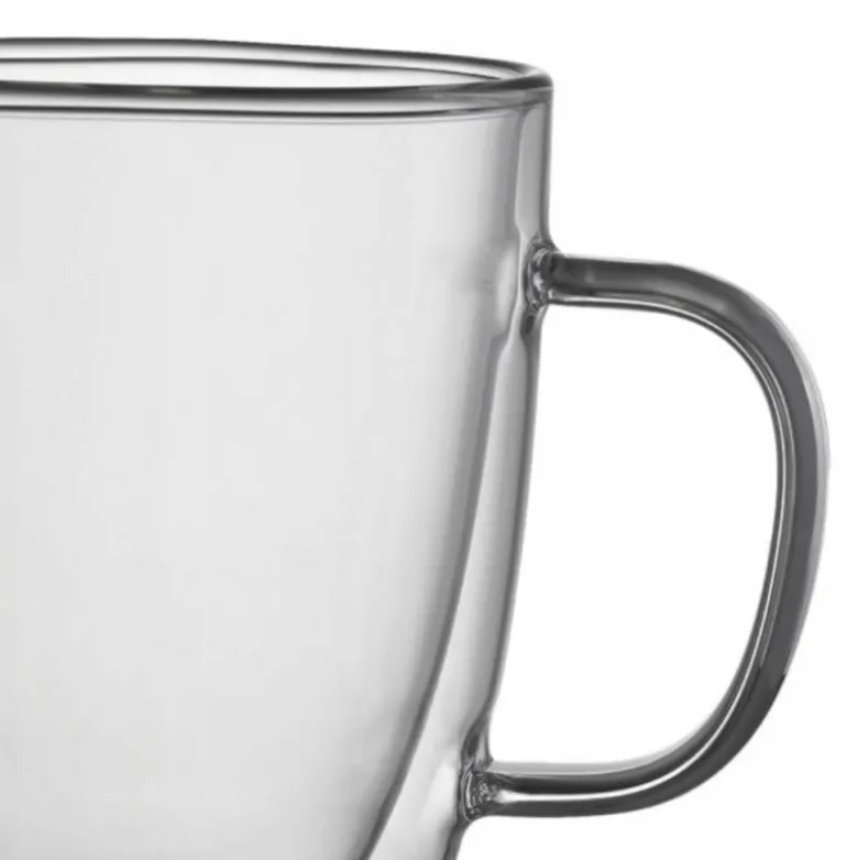 Szklanki termiczne z uchem do kawy latte 350 ml podwójne ścianki komplet 2 szt MG Home Renza