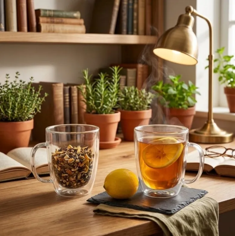 Szklanki termiczne z uchem do kawy latte 350 ml podwójne ścianki komplet 2 szt MG Home Renza