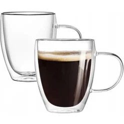 Szklanki termiczne z uchem 350 ml do kawy latte komplet 2 szt Kamille 9009
