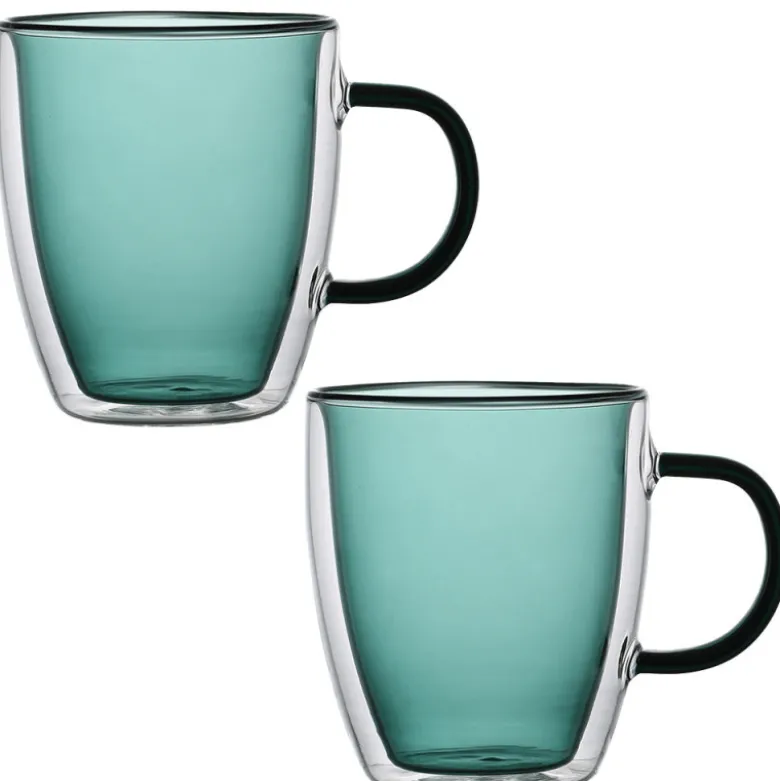 Szklanki termiczne z zielonym wnętrzem 300 ml komplet 2 szt MGHOME