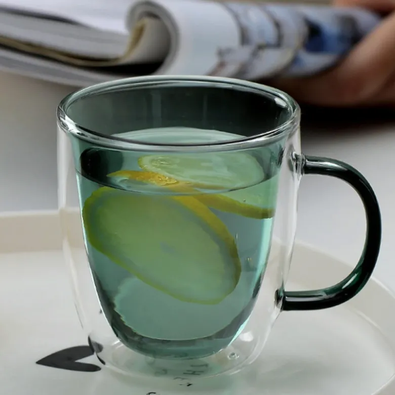 Szklanki termiczne z zielonym wnętrzem 300 ml komplet 2 szt MGHOME