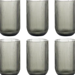 Szklanki wysokie ryflowane Florina Vacanza Grey 430 ml szklane zestaw 6 sztuk