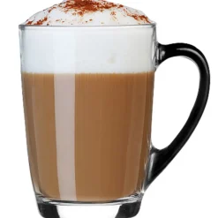 Szklanki z czarnym uchem 300 ml Glasmark Ala do herbaty kawy latte macchiato komplet 6 sztuk