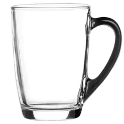 Szklanki z czarnym uchem 300 ml Glasmark Ala do herbaty kawy latte macchiato komplet 6 sztuk