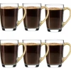 Szklanki ze złotym uchem 300 ml Glasmark Ala do herbaty kawy latte macchiato komplet 6 sztuk