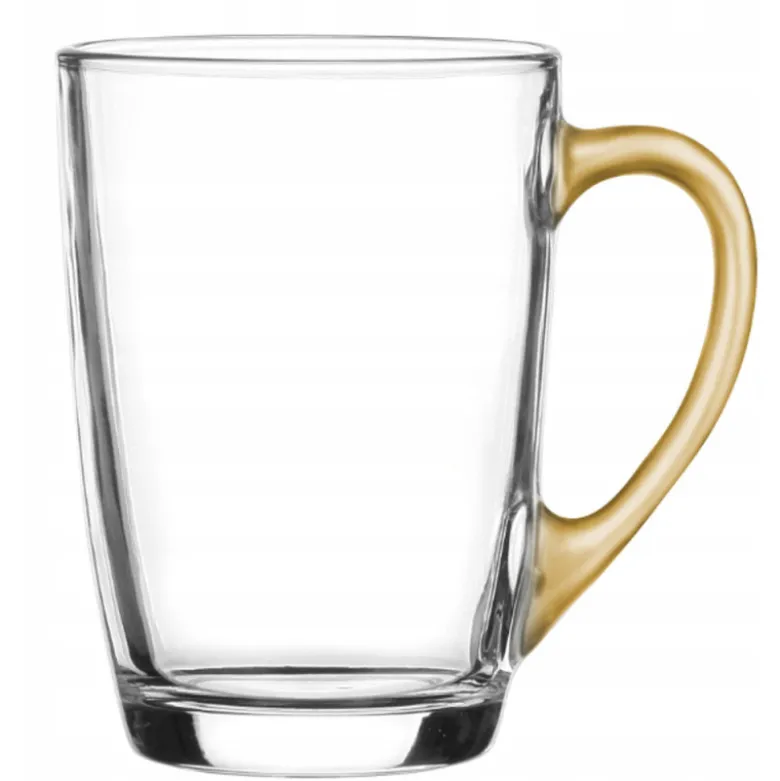 Szklanki ze złotym uchem 300 ml Glasmark Ala do herbaty kawy latte macchiato komplet 6 sztuk