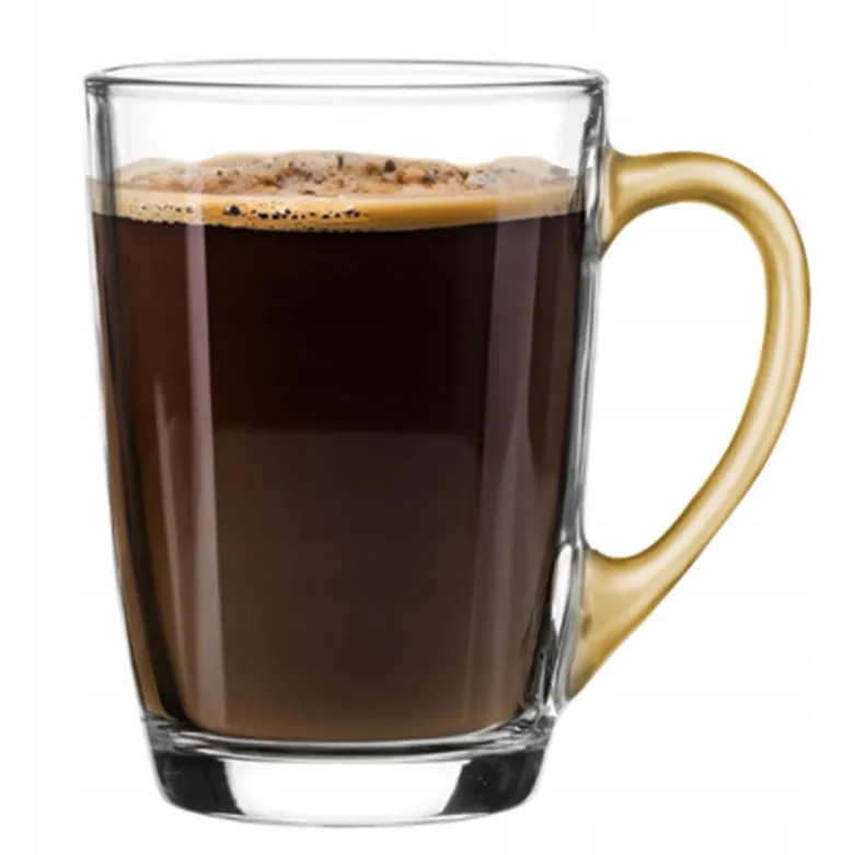 Szklanki ze złotym uchem 300 ml Glasmark Ala do herbaty kawy latte macchiato komplet 6 sztuk