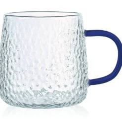 Szklanki z granatowym uchem do ciepłych napojów 350 ml MG Home Deco zestaw 4 szklanek