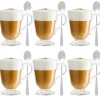 Szklanki z uchem 320 ml Altom Siena Perełki kubki do herbaty kawy latte macchiato komplet 6 sztuk z łyżeczkami