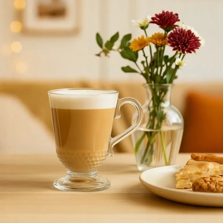 Szklanki z uchem 320 ml Altom Siena Perełki kubki do herbaty kawy latte macchiato komplet 6 sztuk z łyżeczkami