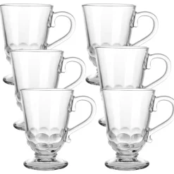 Szklanki z uchem 320 ml Altom Siena Korale kubki do herbaty kawy latte macchiato komplet 6 sztuk z łyżeczkami