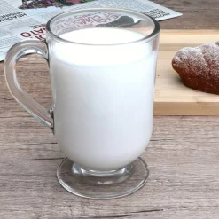 Szklanki z uchem 310 ml Altom Werona kubki do herbaty kawy latte macchiato komplet 6 sztuk w zestawie z długimi łyżeczkami