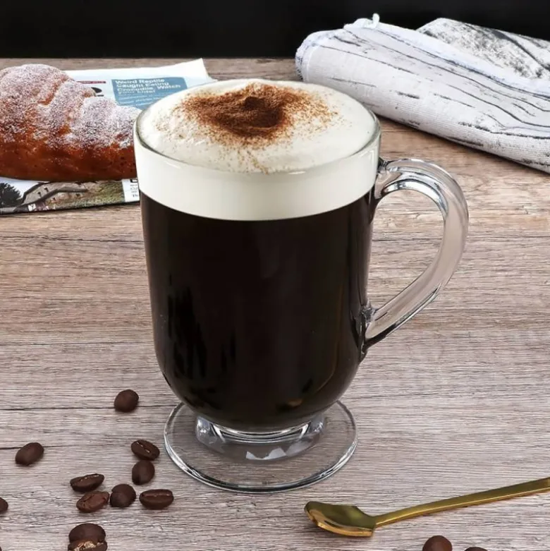 Szklanki z uchem 310 ml Altom Werona kubki do herbaty kawy latte macchiato komplet 6 sztuk w zestawie z długimi łyżeczkami