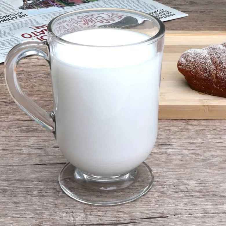 Szklanki z uchem 310 ml Altom Werona kubki do herbaty kawy latte macchiato komplet 6 sztuk w zestawie z długimi łyżeczkami