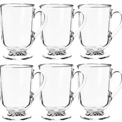Szklanki z uchem 310 ml Altom Werona kubki do herbaty kawy latte macchiato komplet 6 sztuk w zestawie z długimi łyżeczkami