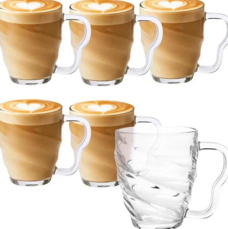 Szklanki z uchem 410 ml Diana do kawy herbaty drinków deserów zestaw 6 szklanek