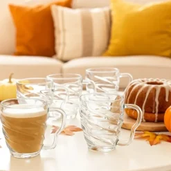 Szklanki z uchem 410 ml Diana do kawy herbaty drinków deserów zestaw 6 szklanek