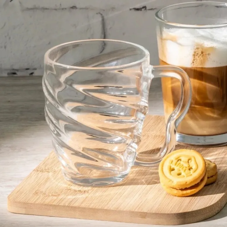 Szklanki z uchem 410 ml Diana do kawy herbaty drinków deserów zestaw 6 szklanek