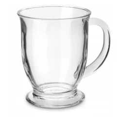 Szklanki z uchem 400 ml duże GierekHoff Mega Vista szklany kubek na nóżce do kawy herbaty drinków deserów kubas