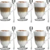 Szklanki z uchem 320 ml Florina Nino kubki do herbaty kawy latte macchiato komplet 6 sztuk w zestawie z długimi łyżeczkami