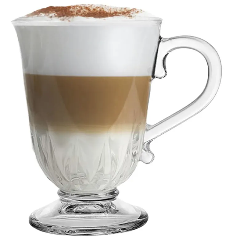 Szklanki z uchem 320 ml Florina Nino kubki do herbaty kawy latte macchiato komplet 6 sztuk w zestawie z długimi łyżeczkami