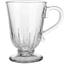 Szklanki z uchem 320 ml Florina Siena kubki do herbaty kawy latte macchiato komplet 6 sztuk w zestawie z długimi łyżeczkami