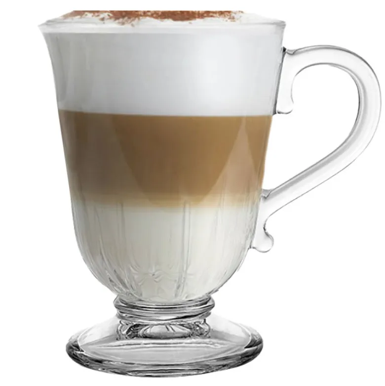 Szklanki z uchem 320 ml Florina Siena kubki do herbaty kawy latte macchiato komplet 6 sztuk w zestawie z długimi łyżeczkami