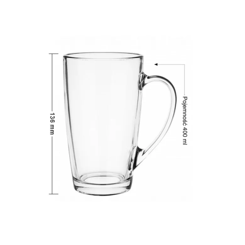 Szklanki z uchem 400ml Glasmark Alex do herbaty kawy latte macchiato komplet 6szt + łyżeczki