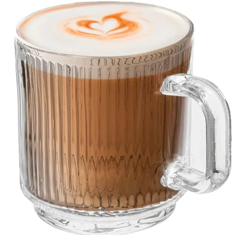 Szklanki z uchem ryflowane do kawy latte herbaty 360 ml zestaw 6 szt Altom Design Selena