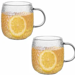 Szklanki z uchem Savia 380 ml do kawy latte komplet kuków szklanych 2 sztuki Florina 3K 1017