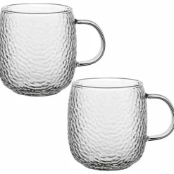 Szklanki z uchem Savia 380 ml do kawy latte komplet kuków szklanych 2 sztuki Florina 3K 1017